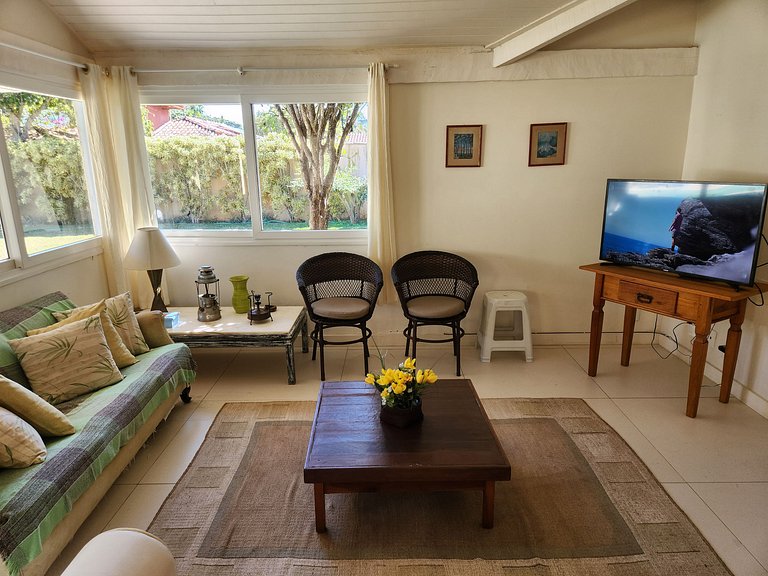 Casa Palmeira Geribá, piscina, jardim e 5 quartos com A/C, m