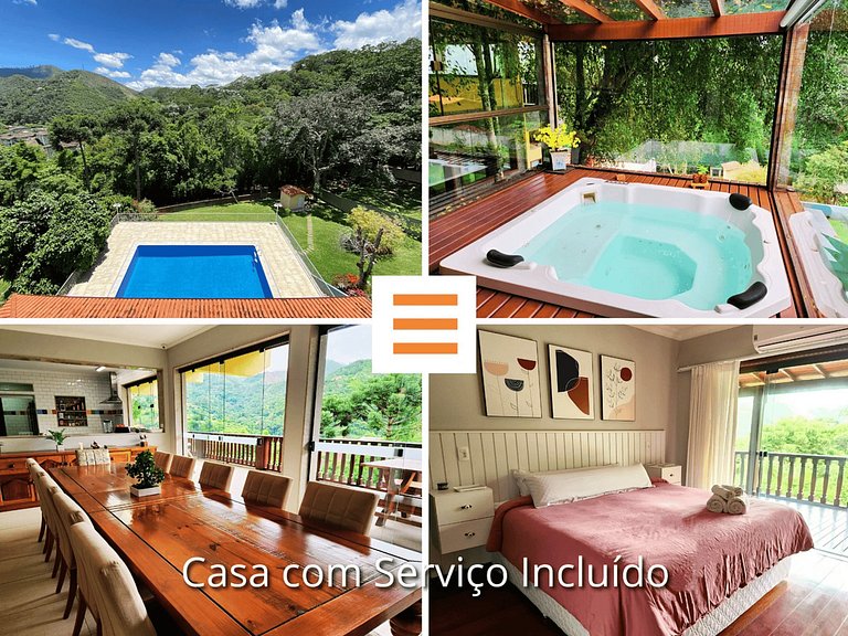 Casa Feliz: serviço, hidro aquecida, piscina