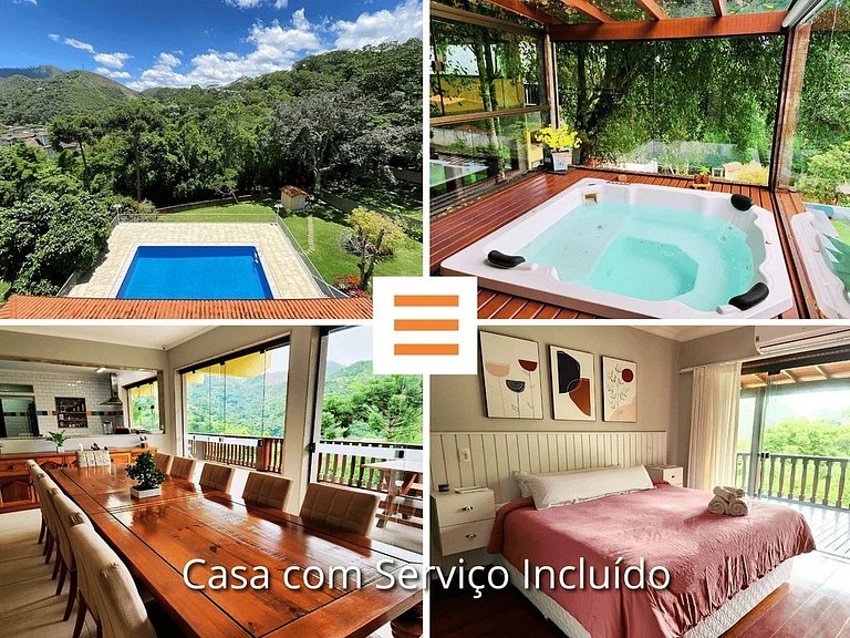 Casa Feliz: serviço, hidro aquecida, piscina
